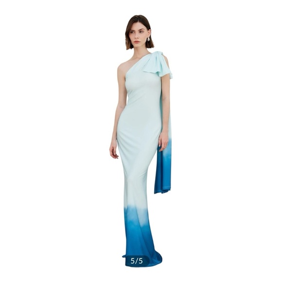 COMMENSE Ombre One Shoulder Long Dress Large Green/Blue NWT Sold out online - Picture 10 of 11